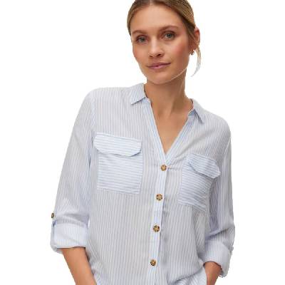 Риза с дълъг ръкав Vero moda Bumpy New long sleeve shirt - Blue (Brunnera Blue / Snow White)