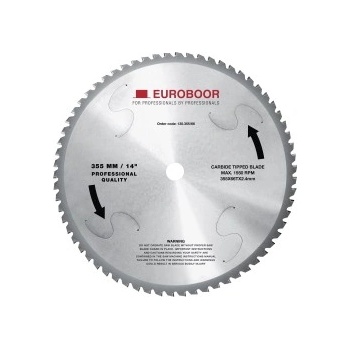 Euroboor Циркулярен диск 355 mm (25.4) 66T (x2.4) за твърда и неръждаема стомана (130.355/66)