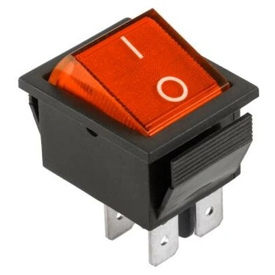 Prepínač kolískový 4pin 12V červený