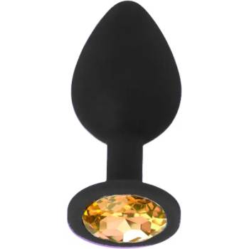 X Fun Силиконов Butt Plug с бижутерия "X FUN BLACKED DARK YELLOW" 8 см. Размер - M