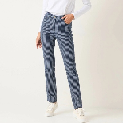 Blancheporte Úzke dlhé nohavice z pruhovaného denimu tmavomodrá