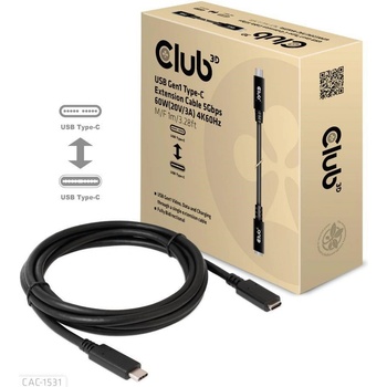 Club3D CAC-1531 USB-C, 5Gbps, 60W(20V/3A), 4K60Hz (M/F), 1m