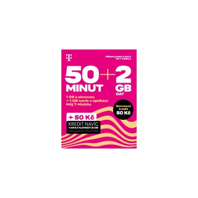 T-Mobile Twist SIM předplacená karta 50 minut + 2GB (1GB s obnovou + 1GB a 50 Kč kredit navíc v aplikaci) + 50 Kč bonusový kredit