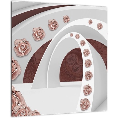 Skleněný obraz - 3D oblouky s květy, jednodílný 40x40 cm na skle