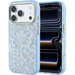 GUESS Калъф Guess Leopard Glitter Triangle Logo MagSafe (GUHMP18LHLEGTGLU) - iPhone 18 Pro / iPhone 17 Pro - Светлосин