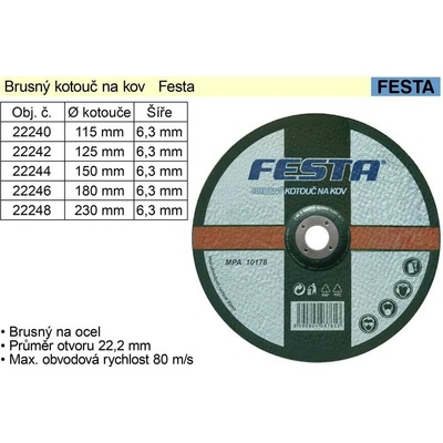 Festa Kotouč brusný 115 x 6.4 x 22.2 mm 22240