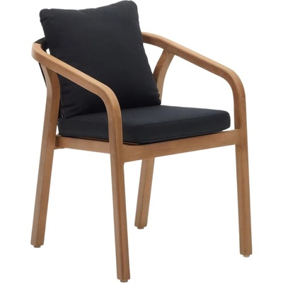 Kave Home Malaret dřevěná zahradní židle s černými polštáři