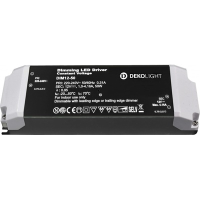 Deko-Light LED-napájení BASIC, DIM, CV 12V 12-50W konstantní napětí 1000-4610 mA IP20 stmívatelné 12V DC 12,00-50,00 W 862220