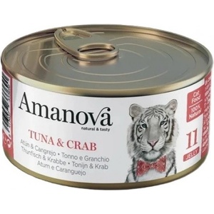 Amanova cat can 11 tuna crab - консерва за пораснали котки от всички породи, с Риба тон и раци - 70 гр, Испания - 33369