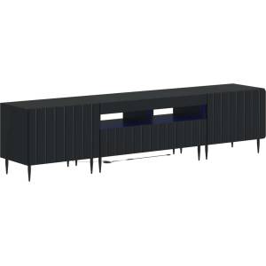 vidaXL 3 части LED ТВ шкаф ZWOLLE Черно Инженерна дървесина (3416514)