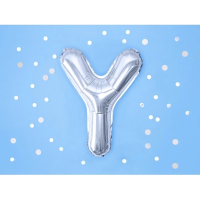 PartyDeco Fóliový balónek Mini Písmeno Y stříbrný 35 cm