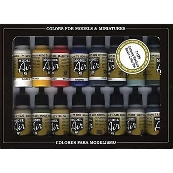 Vallejo: Basic Colors Acrylic 16 Airbrush Paint Set for Model and Hobby 17ml