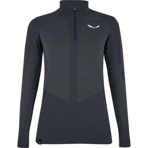 Salewa Дамско мериносово термобельо Salewa Women's Zebru Medium Warm AMR Half Zip Tee Merino base layer - Onyx - размер 34 (EU) (115-1515-0411)