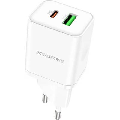 Зарядно адаптер Borofone, BN7 USB+Type C, QC3.0 PD20W, Бързо зареждане, Бяло (8401)