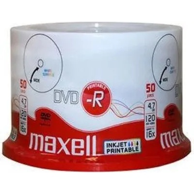 Maxell DVD-R MAXELL, 4, 7 GB, 16x, Printable, 50 pk cake box - (ML-DDVD-R-50PR)