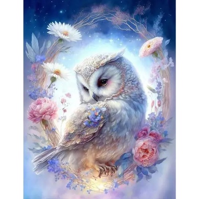 Norimpex - Puzzle Paint by numbers: White owl 40x50cm - 1 - 39 piese