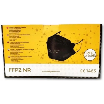 BT-FLY respirátor jednorazový 3-vrstvový FFP2 NR čierny CE1463 1 ks