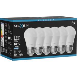 Mexen Nova 6x LED крушка E27, G45, 10W, Студена - 6500K, 1055 lm - L101-E27-1065-01x06 (L101-E27-1065-01x06)