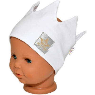 Baby Nellys Hand Made jarná dvojvrstvová bavlnená čelenka korunka biela