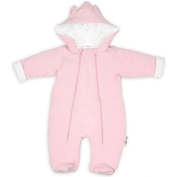 Baby Nellys Kombinézka s dvojitým zap s kapucňou a uškami Bodky ružová