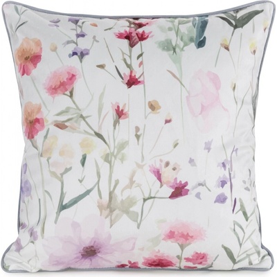 Eurofirany s pastelovou potlačou kvetov VELVET 152 pudrová Zamat 45 x 45 cm