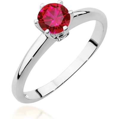 Blink Blink Zásnubný prsteň z bieleho zlata s Rubínom a diamantami 2326BRuDB
