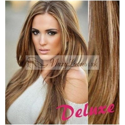 DELUXE melírované svetlý melír Clip in vlasy na predĺženie 50-53 cm