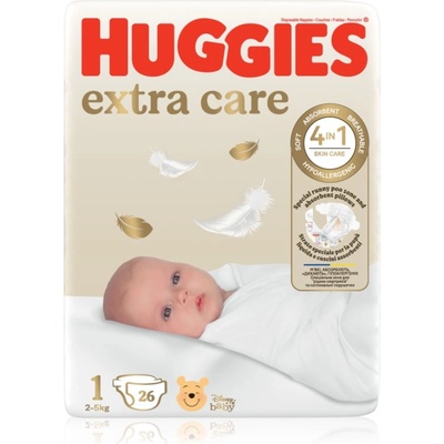 Huggies Extra Care Size 1 еднократни пелени 2-5 kg 26 бр