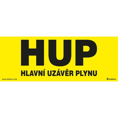 Walteco HUP - hlavný uzáver plynu (žltá), 210x80mm, plastová tabuľka Množstvo: 1 ks , 20101