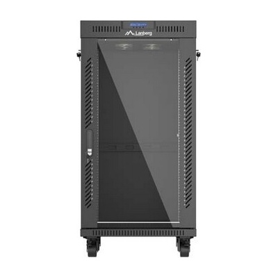 Lanberg Комуникационен шкаф Lanberg Rack Cabinet 19" Free-Standing 22U/600X600 (FlAT Pack) With Glass Door LCD Black V2 (FF01-6622-12BL)