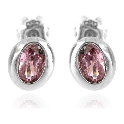 Zlatnictví U Kostela stříbrné náušnice růžové oválky 304r