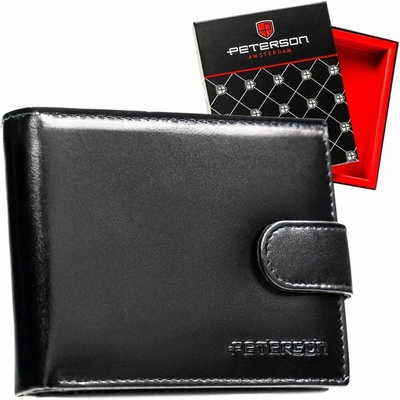 Peterson Kožená pánská peněženka N992L-NGV s upínkou černá