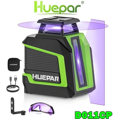 Huepar Нивелир лазерен, линеен, Huepar D011CP, 3.7V, 2.2Ah, 25/50 м, лилав лъч, USB Type C (UNI-01012871)