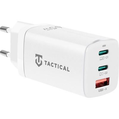 Tactical Захранване за ел. мрежа за лаптопи, смартфони и таблети с USB-A и 2xUSB-C изходи с технология за бързо зареждане - Tactical FlashBang 2.0 GaN Fast Charger 65W (бял) (57983128885)