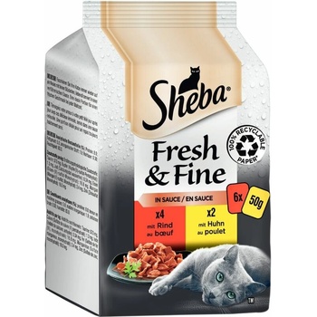 Sheba Fresh & Fine kura a hovädzie 6 x 50 g