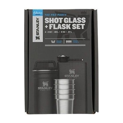 Stanley Adventure Series darčekový set (ploskačka 230 ml + 4x panáky) black
