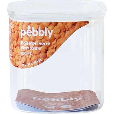 Pebbly PKV-044 Dóza sklenená štvorec sklenené veko 800 ml
