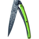 DEEJO 1gb146 tattoo black green beech / Ултралеко джобно ножче с дръжка от букова дървесина, боядисана в зелено (1gb146)