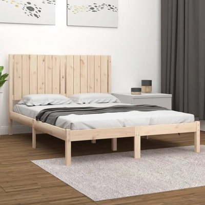 vidaXL Рамка за легло, масивно дърво бор, 135x190 см, двойна (3104388)