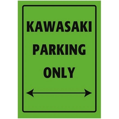 Plechová cedule Kawasaki Parking Only zelená
