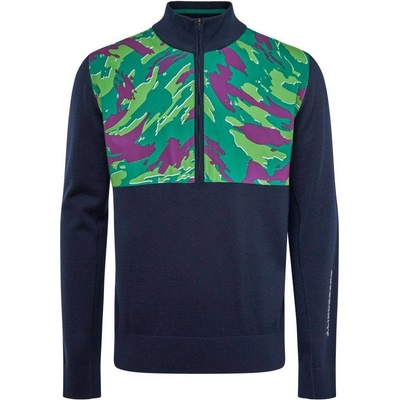 J.Lindeberg Hybrid Knit Sweater modrý/zelená potlač