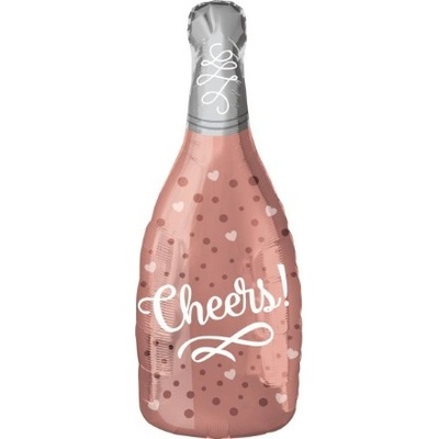 Anagram Foliový balonek šampaňské Cheers! rosegold 66 cm