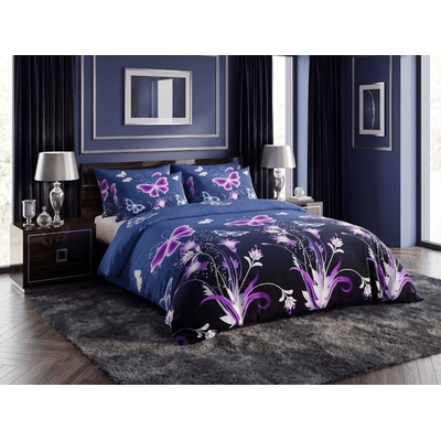 Textilomanie obliečky z mikrovlákna VIOLET BUTTERFLY tmavo modré 70x90 140x200