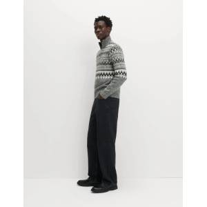 Marks & Spencer Пуловер Fair Isle с полузипер и вълна Marks & Spencer сива Marks & Spencer | Siv | МЪЖЕ | XXXL REG