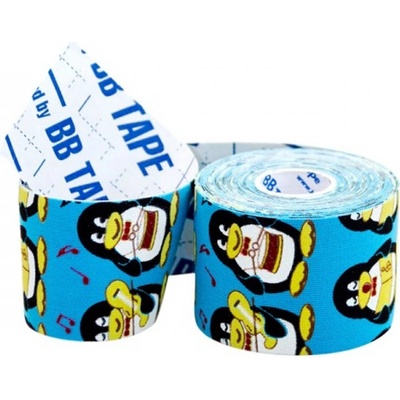BB Tape Kineziologické tejpy pre citlivú pokožku detskýmotív tučniak modrá 500 x 5 cm