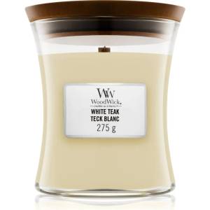 WoodWick White Teak ароматна свещ с дървен фитил 275 гр