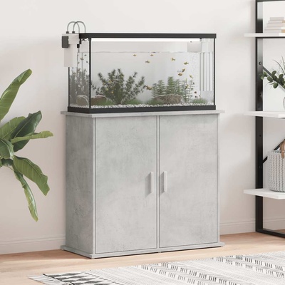 vidaXL Стойка за аквариум, бетонна, сива, 81x36x73 см, инженерно дърво (833627)