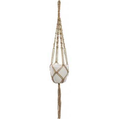 DekorStyle Závěsný jutový květináč UOL 74 cm bílý