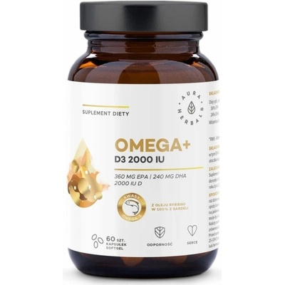Aura Herbals Omega+ Vitamin D3 2000 IU 60 kapslí
