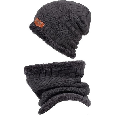 dětská čepice a tunel šedá